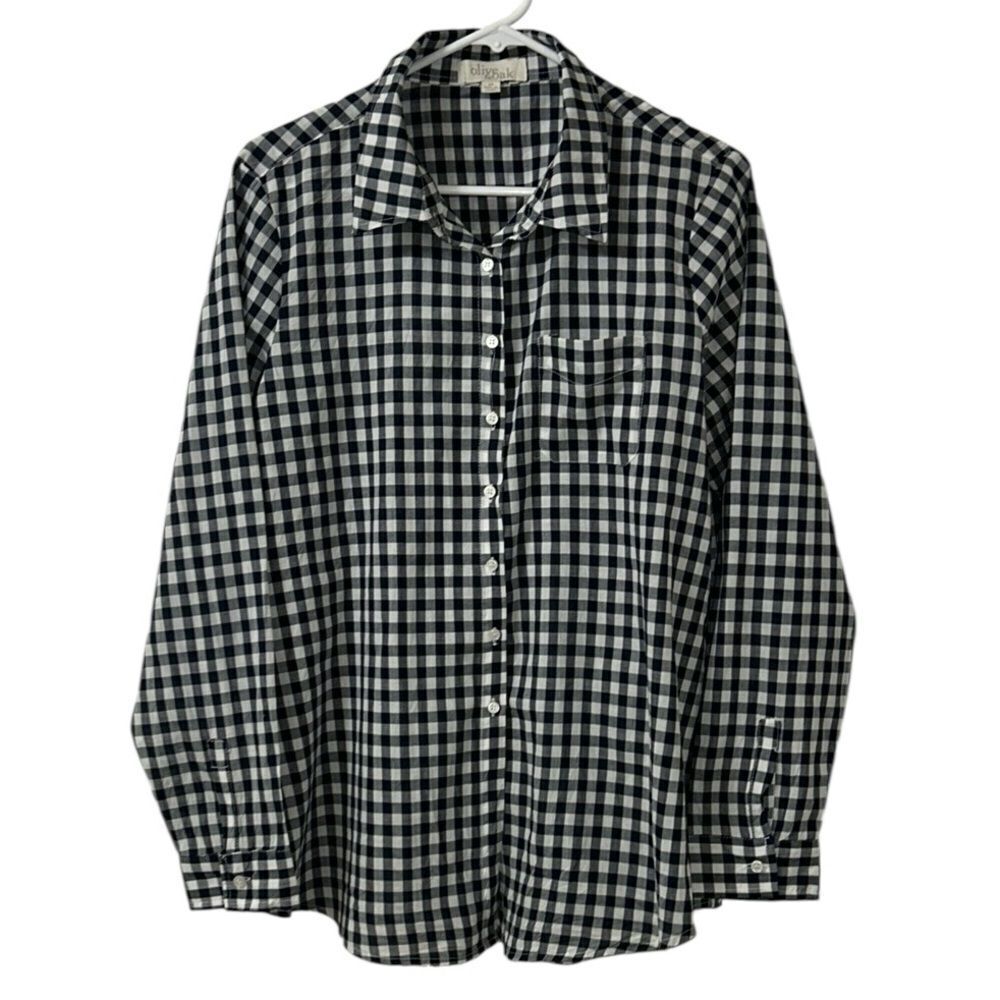 Olive & Oak Gingham Blue  & White Cotton Button Down Shirt(Size Medium)